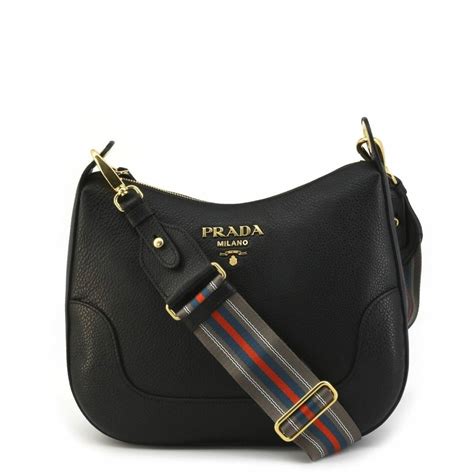 prada black vitello phenix leather|Prada Black Vitello Phenix Leather Web Stripe Strap .